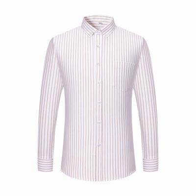 Reine Baumwolle herren Gestreiften Hemden Oxford Langarm Easy Care Business Casual Herbst Frühling