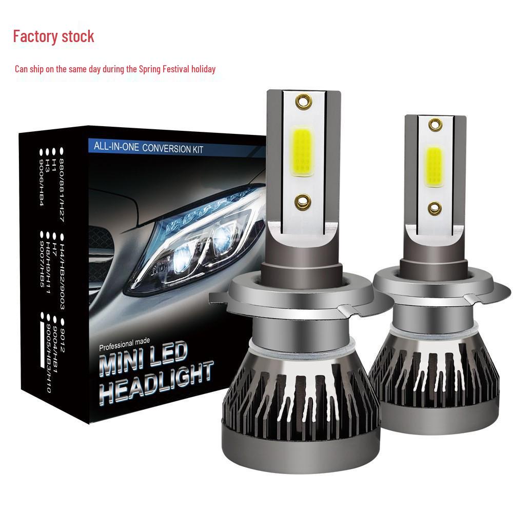 Fanless Mini LED Car Headlights: Super Bright H4 Integrated Front Headlights & H11 H7 LED Fog Lights