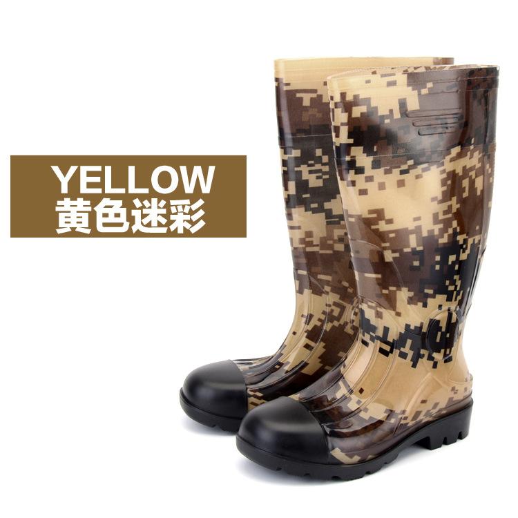 Water Shoes Thickened Rain Shoes Men's Tall Tube Camouflage Rain Boots Long Tube Rubber Shoes High Quality Waterproof