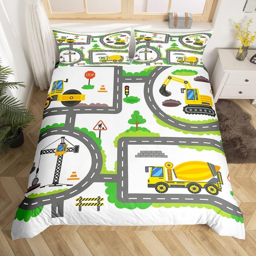 Cartoon  Car Aeroplane Toddler Bedding Motif,Microfibre Bedding Sets, Children's Bed  for Teenagers  Adult Red Blue Quilt Cover
