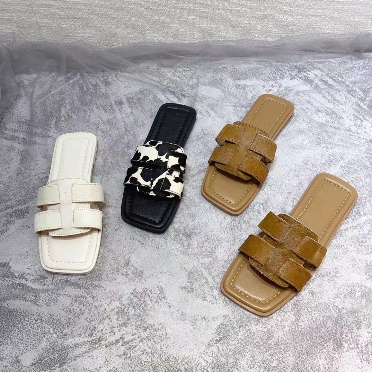 

Flat-bottomed cool slippers women s summer outer wear fashionable daily versatile 2025 new fairy style soft bottom white one-word drag 40 абрикосовий