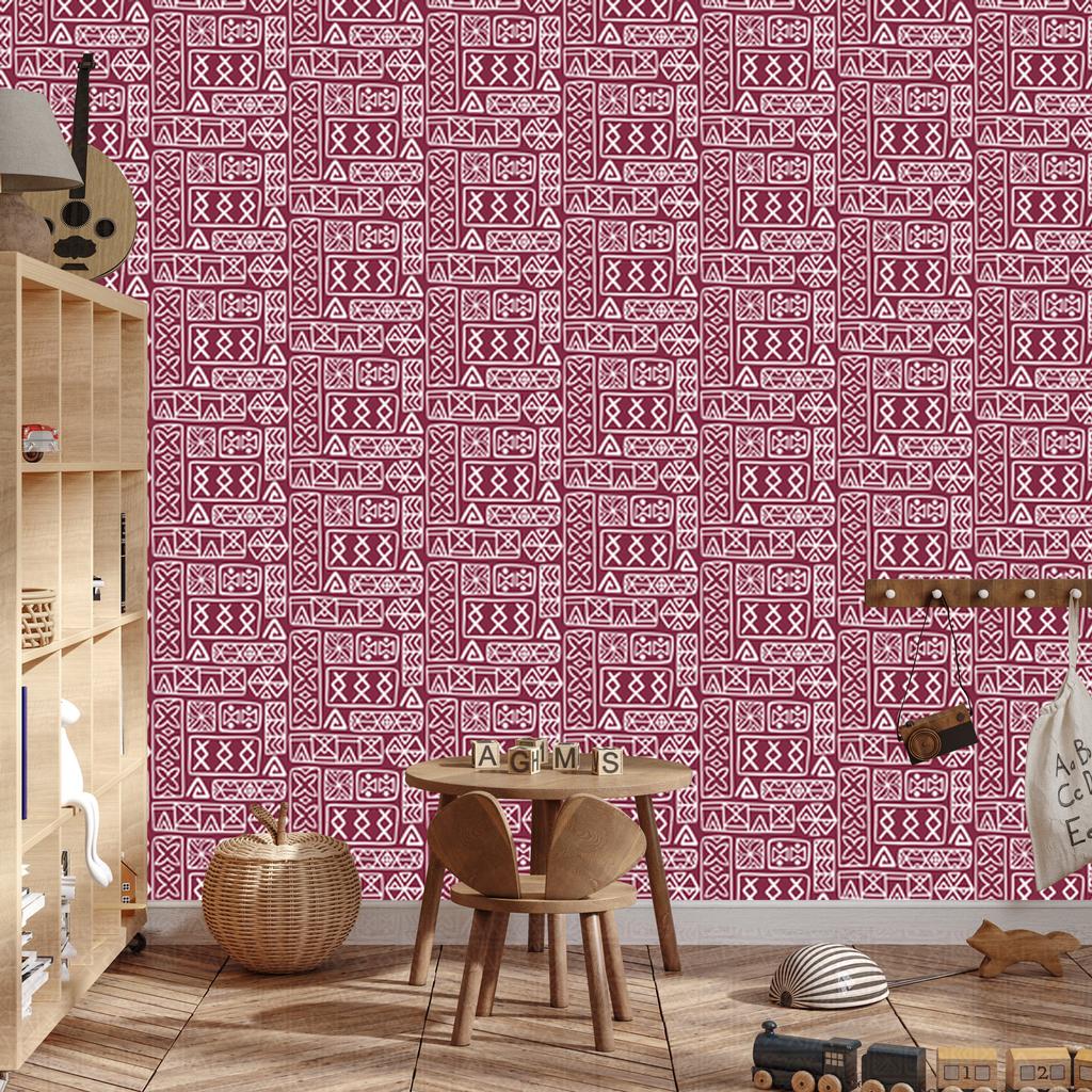 Polynesian Geometric Pink Wallpaper 50x1000