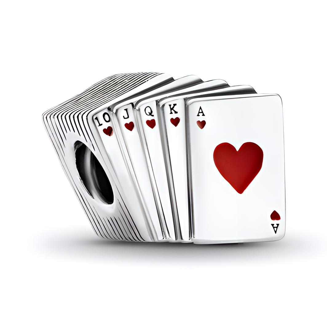 Pandora Playing Card Charm 925 Silver Pendant Women Charm 797195EN09 Red/Silver,F