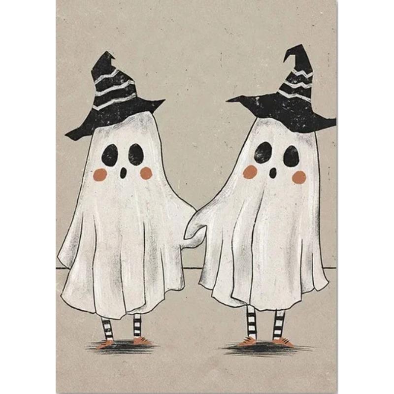 Nordic Simple Wall Art Halloween Skull Witch, HD Canvas Print Poster, Home Living Room Bedroom Decorative Painting