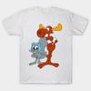 Men Black Print T-shirt Rocky And Bullwinkle No-Cut Transfer Paper Print Cotton Tshirt