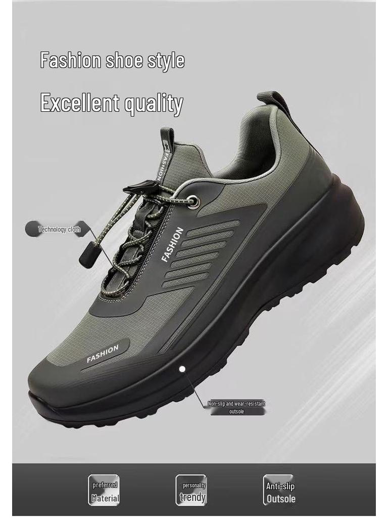 Men's Mesh Breathable Slip-Ons: Trendy, Thick-Soled, Non-Slip, and Wear-Resistant Casual Sports Shoes