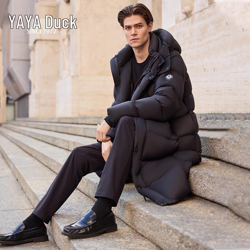 YAYA 2024 Unisex Long Goose Down Hooded Parka YE4B611237W