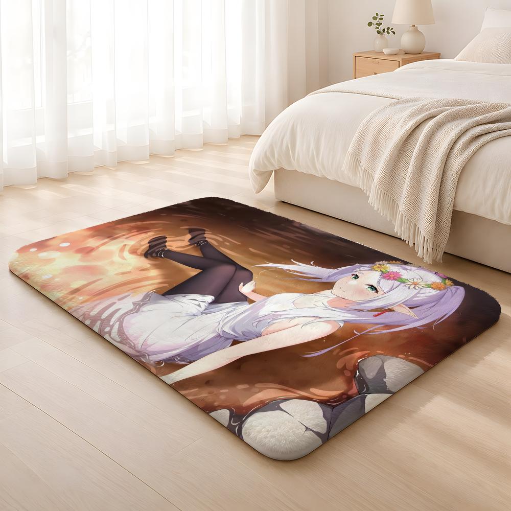 Anime F-Friend Cute Floor Mat Machine Washable Soft Flannel Area Rug, Non-Slip Absorbent Floor Mat for Living Room Bedroom