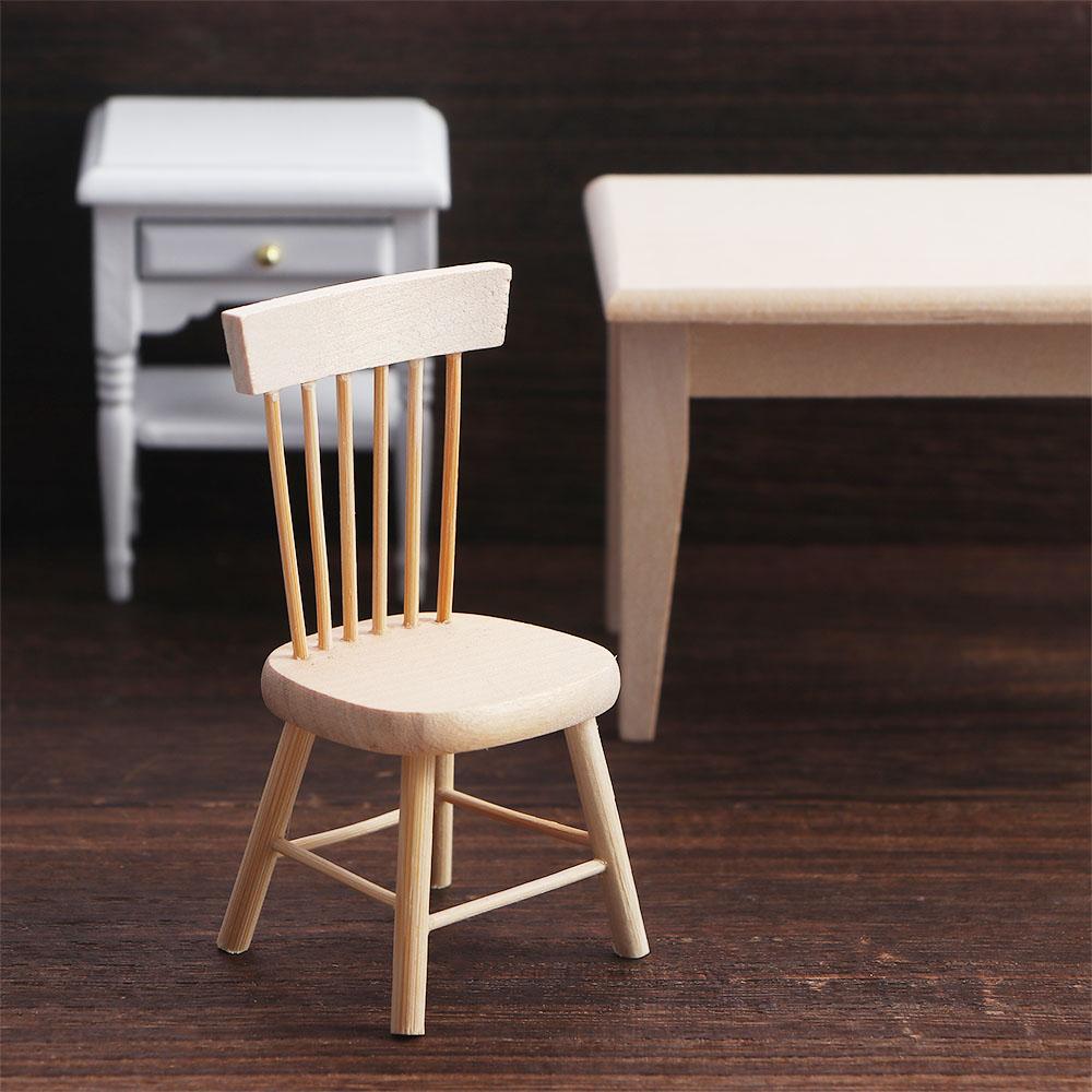 Doll House Decor Ornament Wooden Tiny Decorative Mini Chair Dollhouse Furniture Table Dining Room