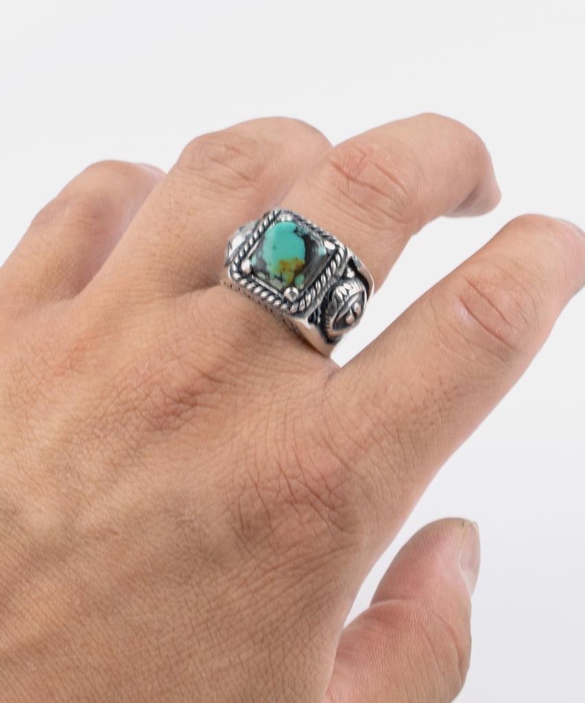 Sheen666 Crazy Cat Turquoise Silver Ring (Type B)