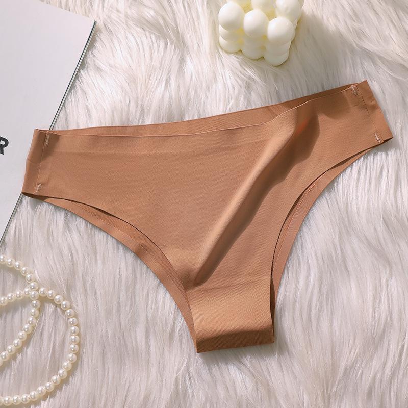 

European & American Style Low-Waist Seamless Ice Silk Thong for Women in Solid Colors Medium