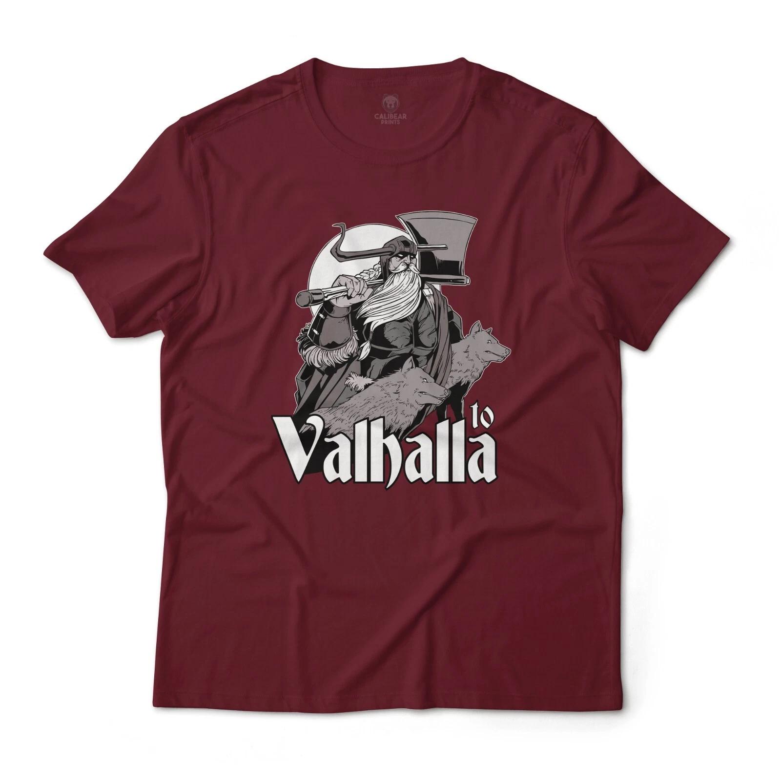 To Valhalla Epic Viking Warrior Graphic T-T-Shirt Lightweight Cotton Tee S