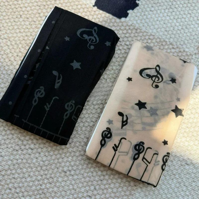 Women  Stocking Gothic Music Notes Print Tights Thin High Elasticity Black Skin Leggings Spicy Girls Y2K Hosiery