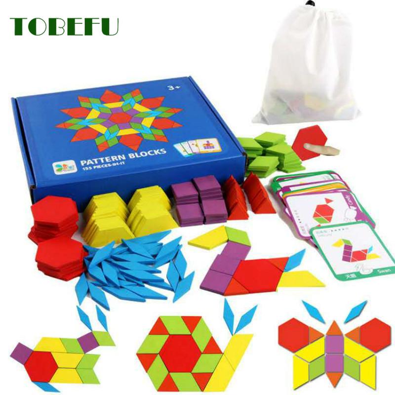 

TOBEFU 155pcs Wooden Jigsaw Puzzle Board Set Colorful Baby Montessori Educational Toys for Children Learning Developing Gifts