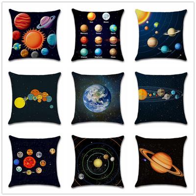 Eight Planets of the Solar System Kids Gift Printed Cushion Cover Chair Seat Sofa Decoration Home Decor Pillowcase