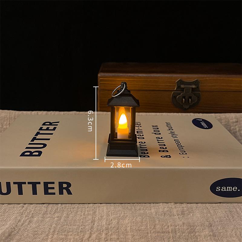 1Pcs Dollhouse Miniature Kerosen Lamp Home Decor Toy Mini Led Retro Glowing Lantern Simulation Cande Light Night Lamp