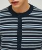 ECORR Washable Cotton Striped Crop Cardigan_Navy