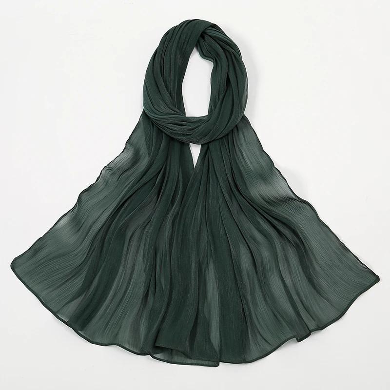 Newest Silk Crinkle Hijab Scarf Women Shimmer Shawls Plain Muslim Women Hijabs Breathab Islam Women Turban Pleated Scarf Ramadan