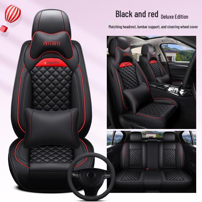 2021 Little Lucky Cow Leather Cartoon Car Seat Cushion for All Seasons - Fits Five Seats
