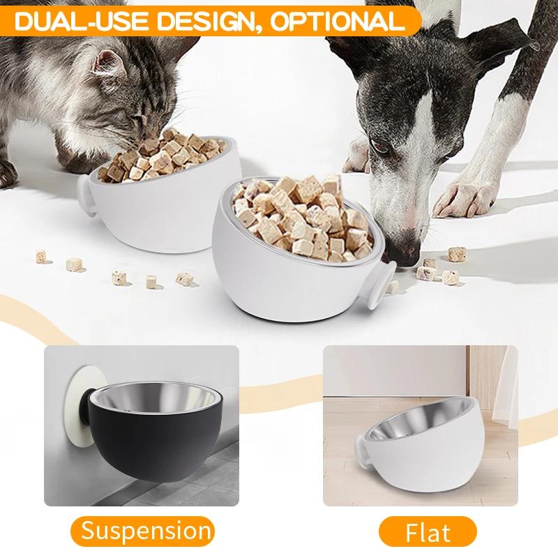 Fixed Mounted Cat Bowl Wall Mount Stainless Steel Anti Spill Magnetic Dog Food Bowls Elevated Pet Bowl Dishwasher Safe