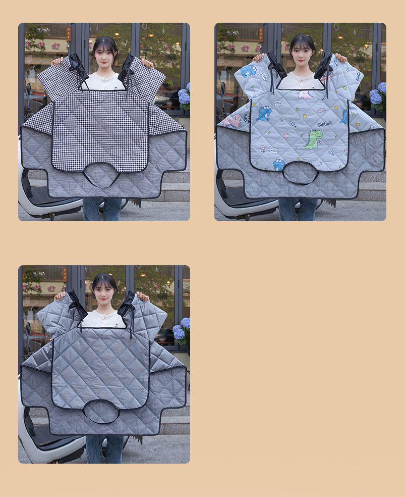 Four Seasons Electric Motorcycle Windshield Cover with Sunshade, Breathable Pockets, and Side Wings for Year-Round Protection.