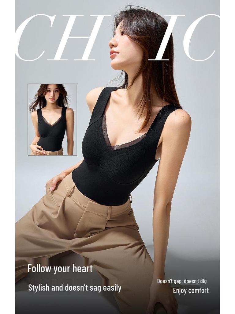 Women's Seamless V-Neck Vest - Warm, Slimming Base Layer with Built-in Support