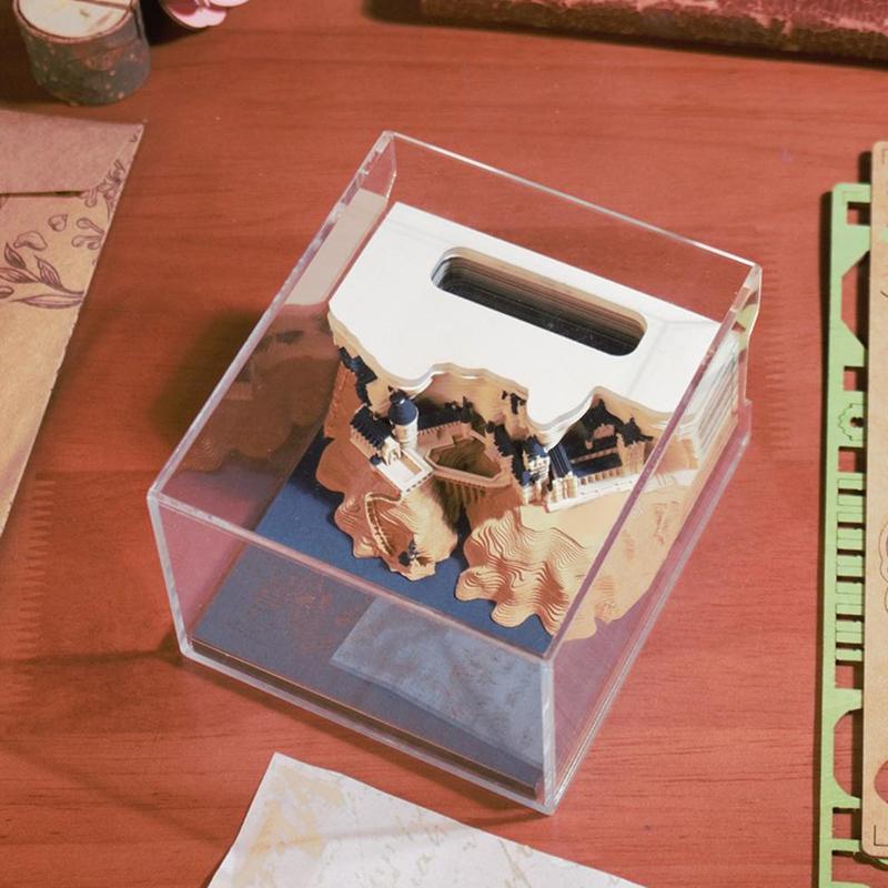 Large Time Piece Calendar 2026 Desk Calendar With Led Light 3D Tear-Away Calendar Paper Carving Art Memo Pad Gift Christmas