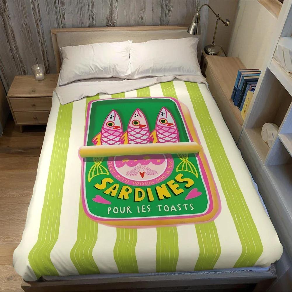 Sardine Can Design Flannel Blanket Warm Soft Halloween Christmas Couch Warm Cozy Decorative Decor Gift for All Season