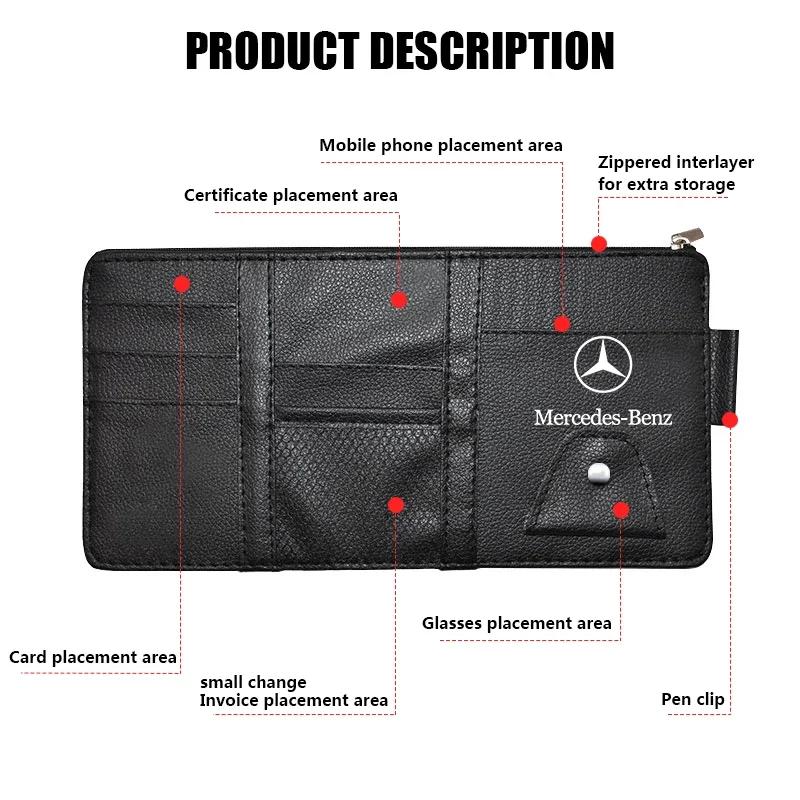 PU Car Vehicle Sun Visor Sunglasses Eyeglasses Glasses Holder Storage Clip Stickers For Mercedes Benz A B C E S AMG CLA CLK GLA