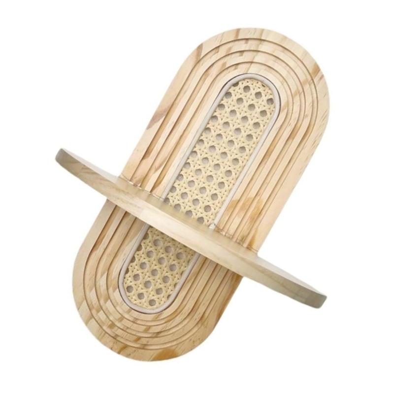 Modern Rattan Floating Shelf With Wooden Arched Design For Wall Decors Indoor Plant Photos Display Stand Home Decoration