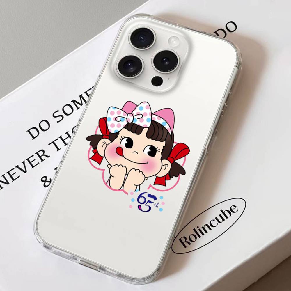 Fujiya Milky Peko Chan Phone Case For IPhone 17 16 15 11 14 12 13 16 Pro Max X XR XS Max Plus Clear Soft Cover