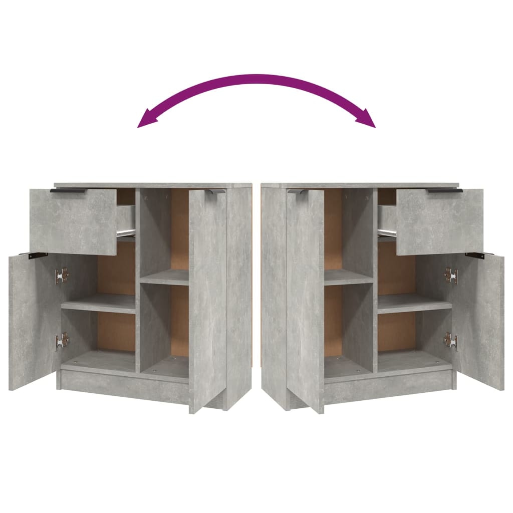 Sideboards 2 pcs. Concrete Grey 60 x 30 x 70 cm Particleboard