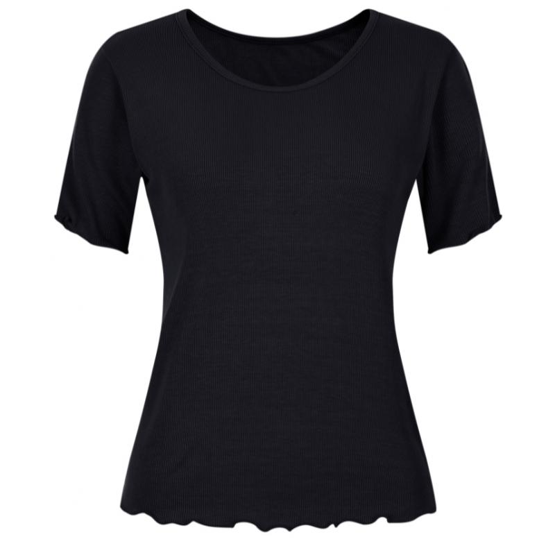 Shop   Women U Neck Ribbed Silk T shirT whiTe Dai Wsh 20553