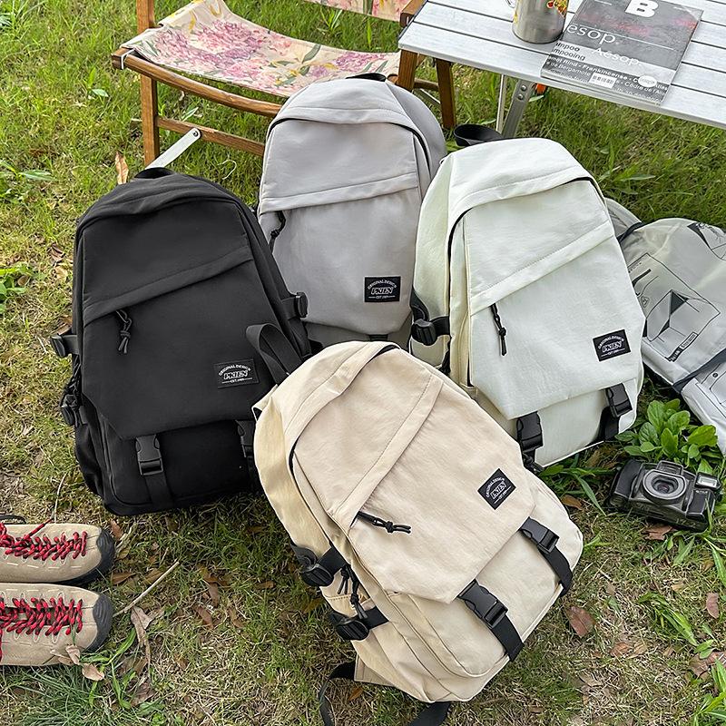 Junior High School Student Schoolbag Men's Solid Color Backpack Women's Travel Backpack