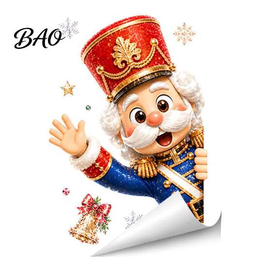 Removable PVC Clings Christmas Static Window Clings, Glass Decals, Snowman Santa Reindeer Nutcracker Holiday Stickers with Snowflakes, Reusable