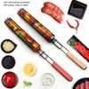 Kabob Grilling Baskets Lockable Iron Kebab Grill Grate with Wooden Handle for Grilling Vegetables Hot Dog Meat