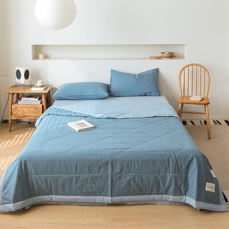 

New Antibacterial Cotton Yarn-dyed Washed Cotton Summer Cooling Quilt Long Staple Cotton Air Conditioning Quilt 150x200cm