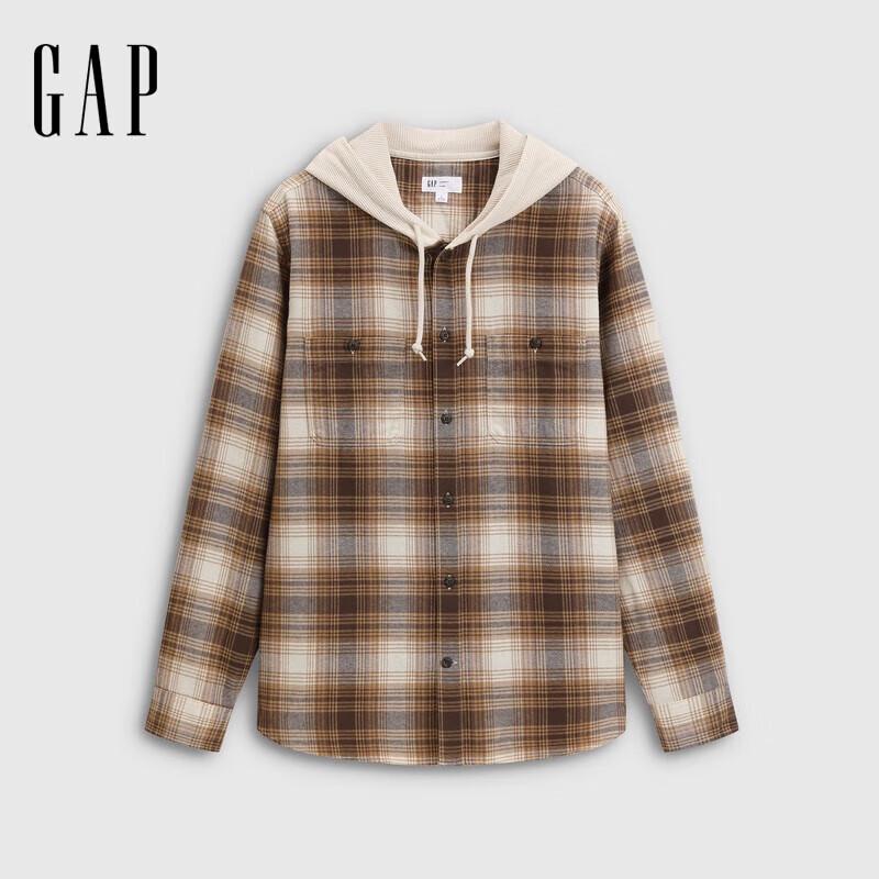 Мужская фланелевая клетчатая рубашка с капюшоном и длинным рукавом M