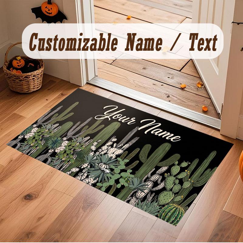 Mountain Landscape Theme Crystal Velvet Floor Rug Personalized Custom Name Text Warm Carpet Home Decoration
