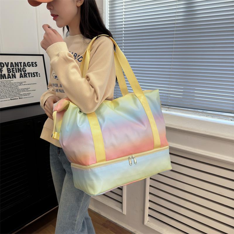 Fashion colorful portable swimming fitness bag dry and wet belt shoe compartment duffel bag moving storage bag maternity bag