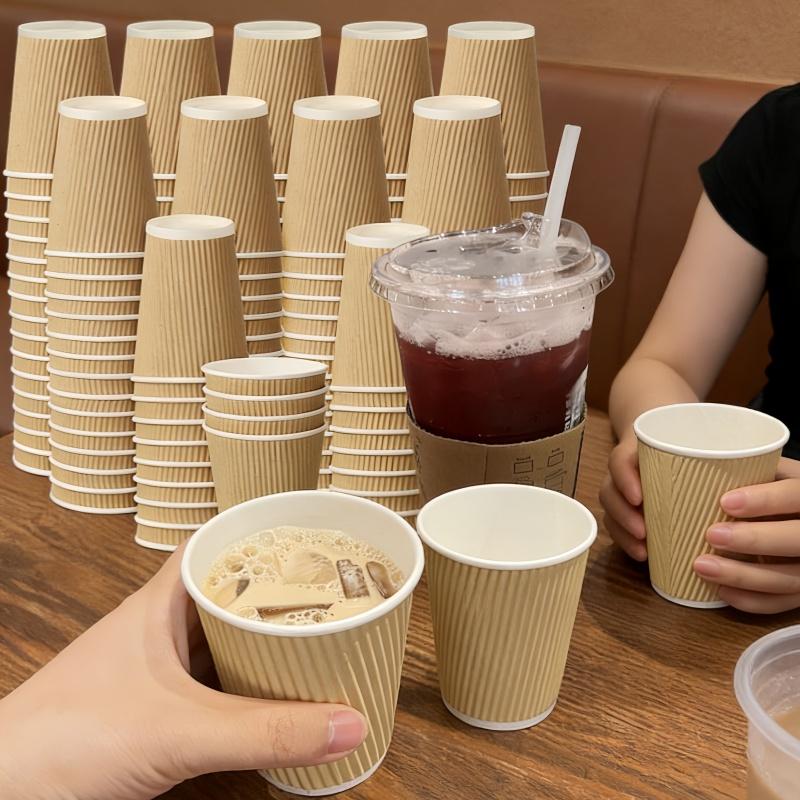 Disposable Coffee Cup Paper Cup, Suitable for Tea and Beverage Disposable Leak Proof Paper Cup, Suitable for Gatherings, Offices, and Home Use
