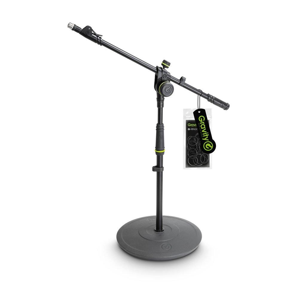 Gravity Microphone Stand, Short Boom, Two-Stage Boom, Round Base, Black, GMS2222B