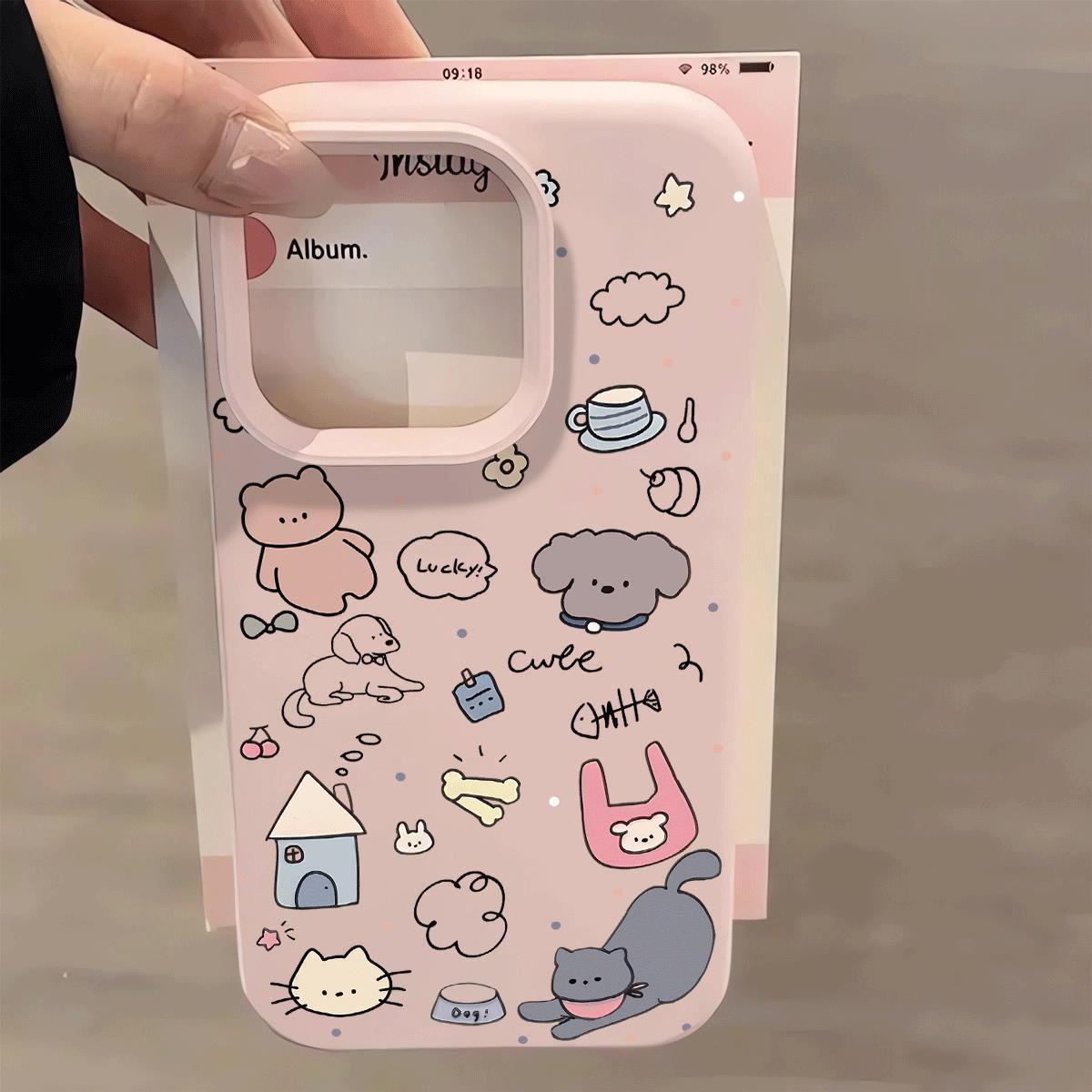 

Graffiti Puppy & Kitten Case for Pro Max/Plus Models 11 PRO MAX розовый