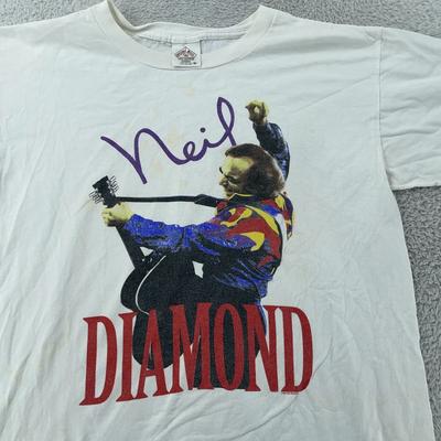 Vintage 1993 Neil Diamond Konzertshirt Herren L/XL Weiß Tour Band 90er Jahre T-Shirt