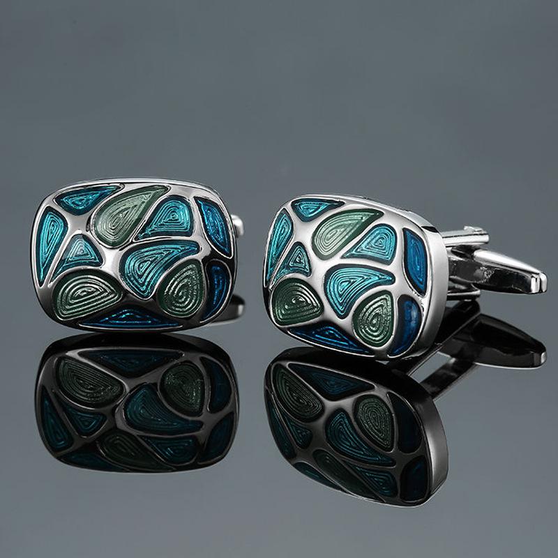 Cufflinks For Men Luxury Blue Retro Metal Cuff Links Mens French Square Cuffs Button Shirts Business For Wedding Jewelry Gift