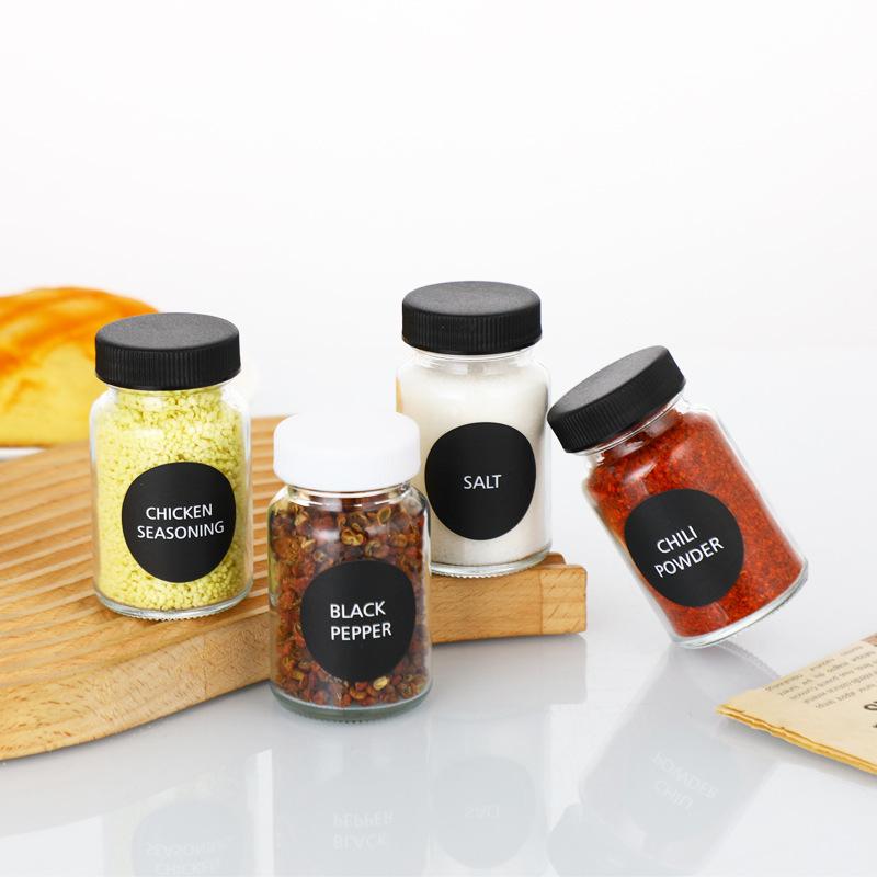 Round Glass Seasoning Dispenser Jar with Sealed Lid for BBQ and Household Spices