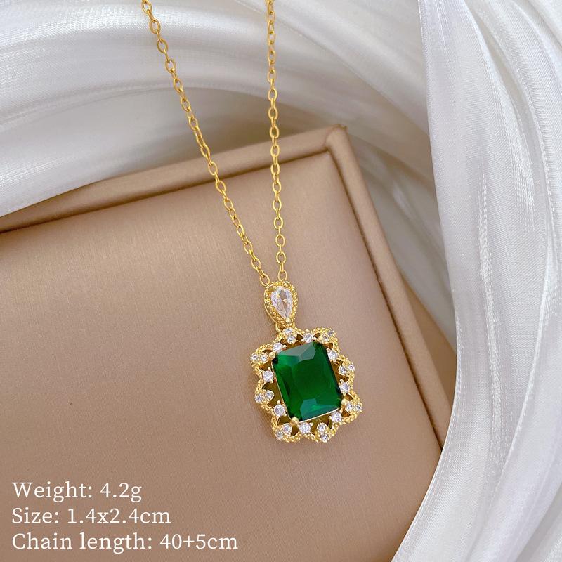 Multi-Element Style Copper Micro-Inlaid Necklace Combination Female Real Gold Electroplated Exquisite Collarbone Chain