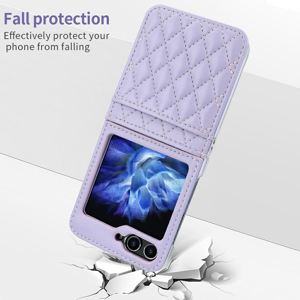 For Samsung Galaxy Z Flip7 FE 5G/Z Flip6 5G Case with Strap Card Slot PU+PC Phone Back Cover
