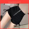 Pantaloni scurți plisati cu talie înaltă și șnur pentru femei, pentru uz casual de vară