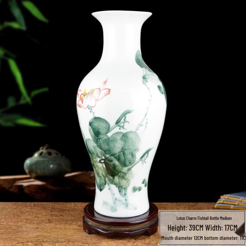 

Большая расписанная вручную ваза «Семья роз» из Цзиндэчжэня для украшения гостиной или обеденного стола